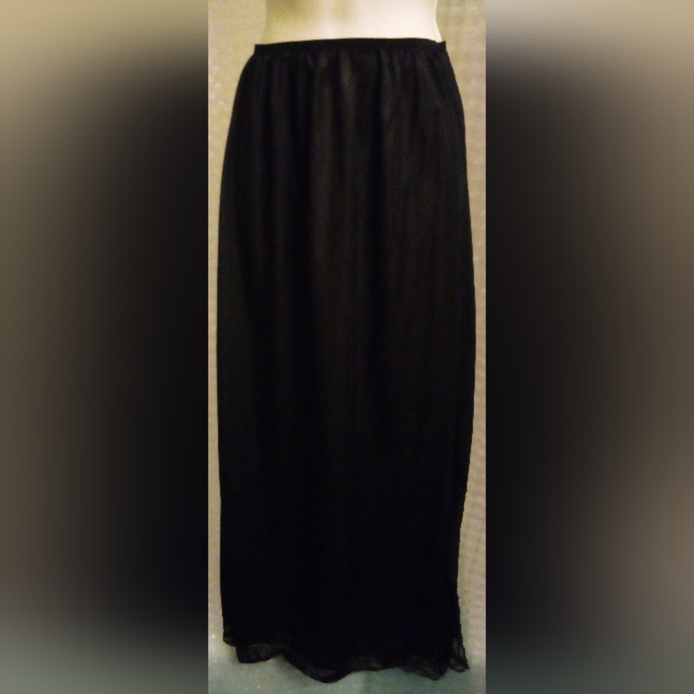 Vintage Full Length Black Slip Size S/M - Picture 3 of 6